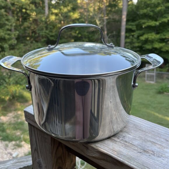 Emeril Lagasse 5 Qt 4.7 L Stock Pot Dutch Oven Stainless Steel with Clear Lid - Picture 1 of 7